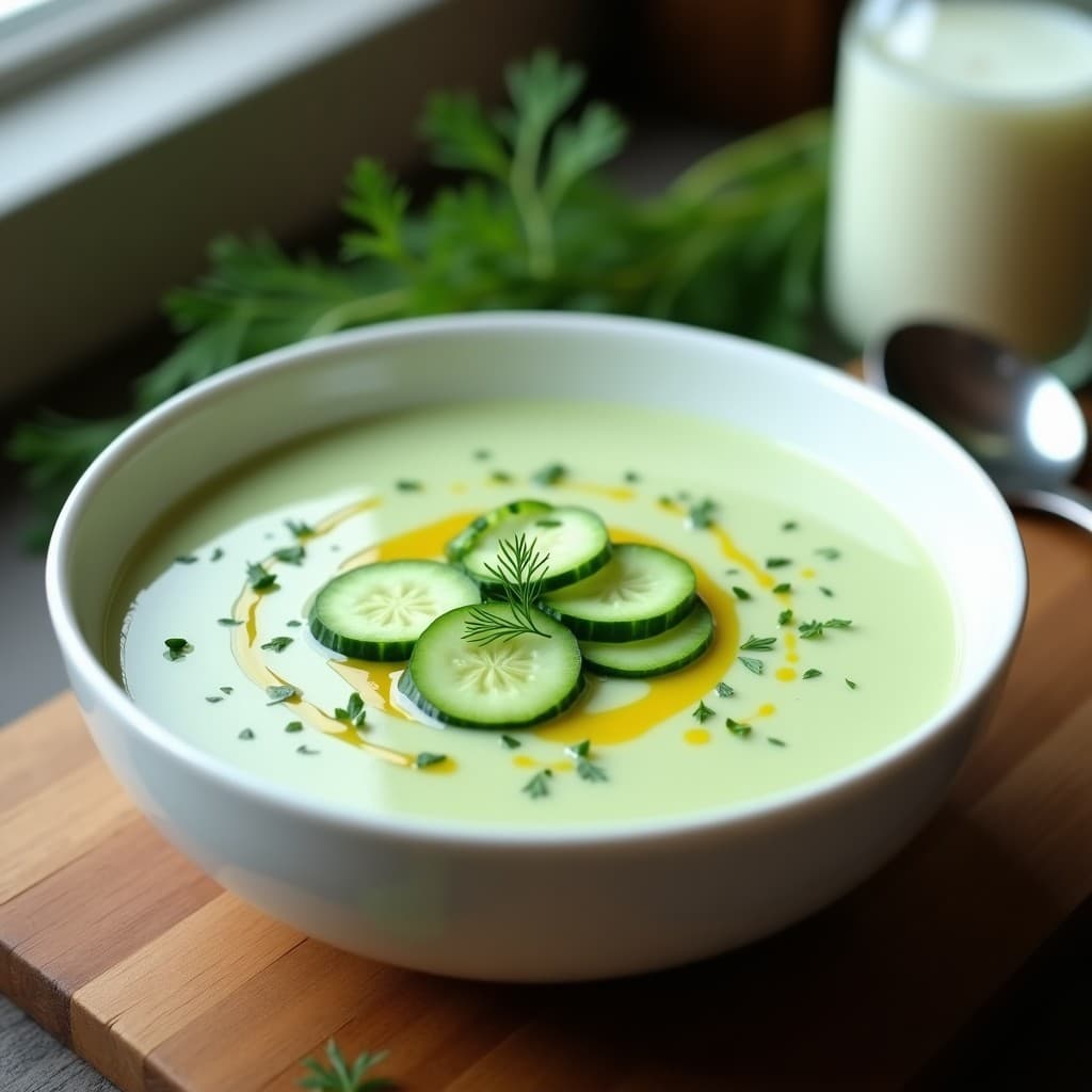 Sopa Fría de Pepino y Kéfir con Eneldo: Entrante Ucraniano Probiótico y Refrescante