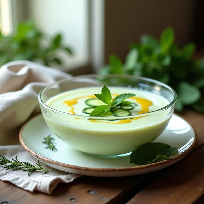 Sopa Fría de Pepino y Kéfir con Hierbas Provenzales: Receta Refrescante y Probiótica