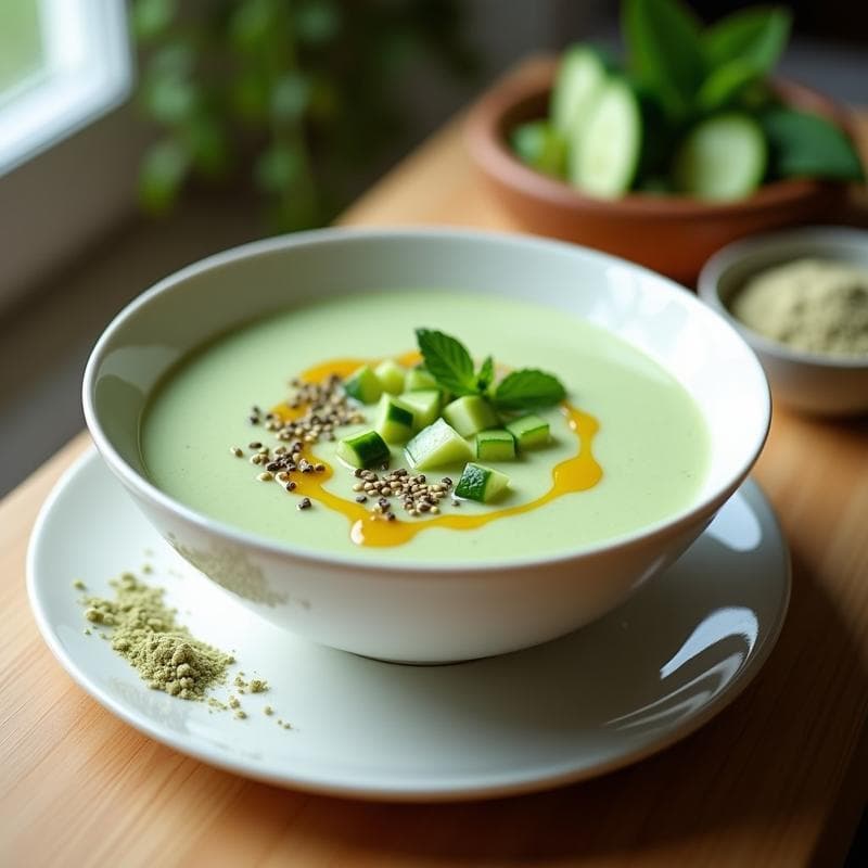 Sopa Fría de Pepino y Kéfir con Mentol: Gazpacho Ruso Probiótico