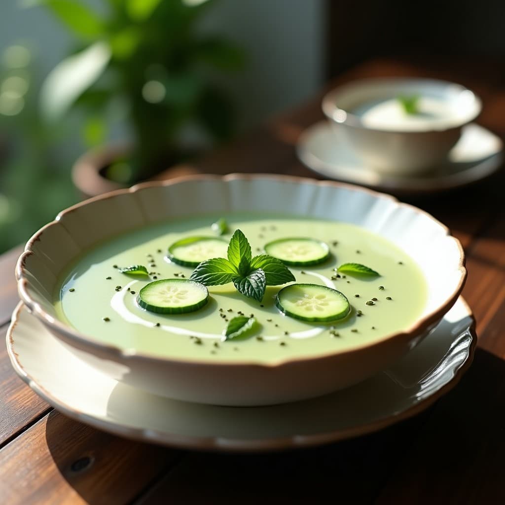 Sopa Fría de Pepino y Kéfir con Mentolado de Hierbabuena: Receta Iraní Refrescante