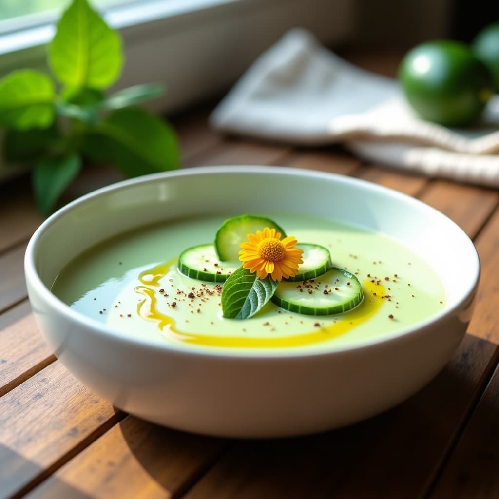 Sopa Fría de Pepino y Kéfir con Hojas de Stevia: Receta Probiótica y Sin Azúcar