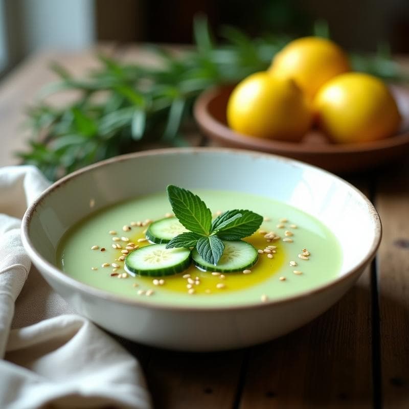 Sopa Fría de Pepino y Mentol: Receta Desintoxicante con Toque Griego en 10 Minutos
