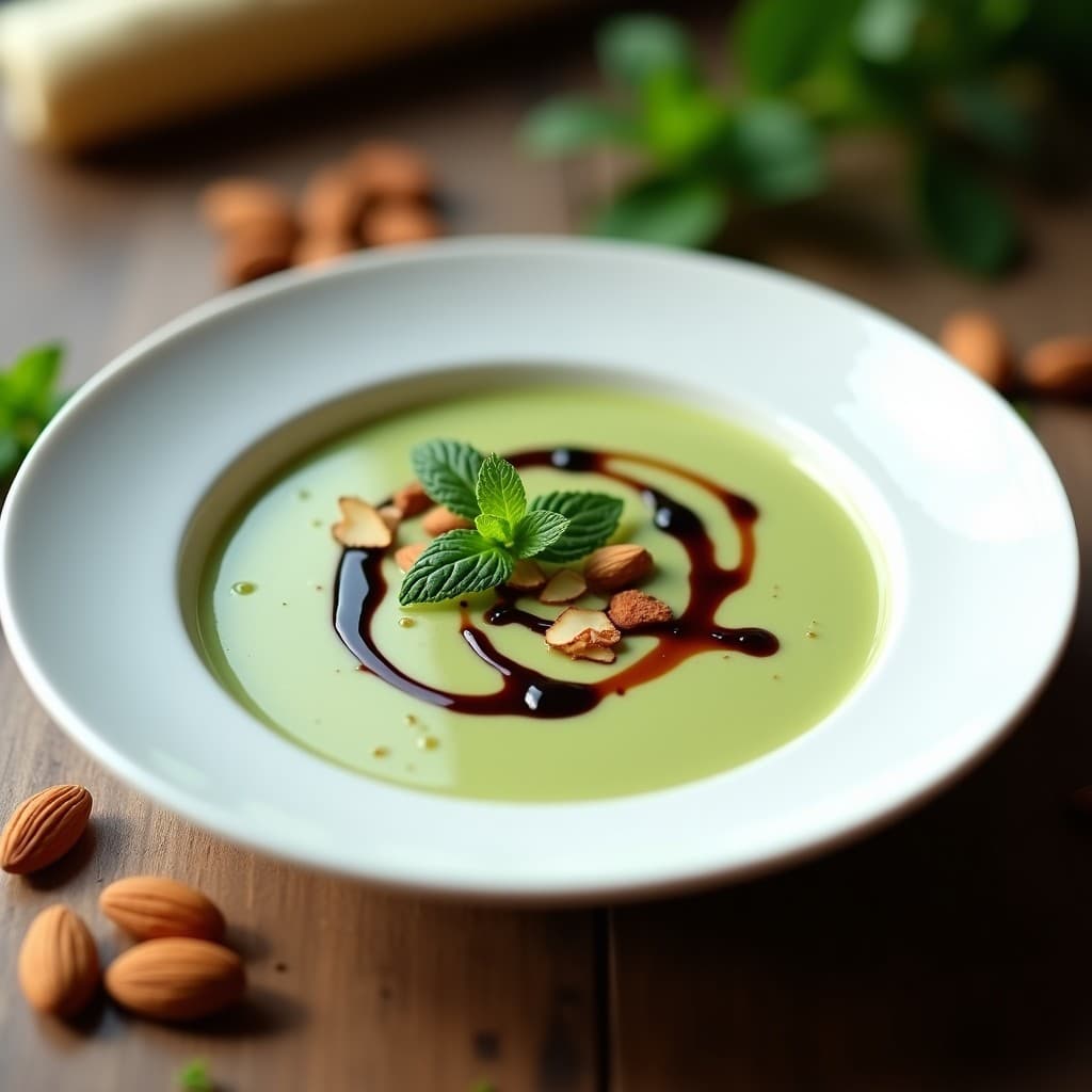 Sopa Fría de Puerro y Almendras con Vinagre de Módena: Receta Española Detox