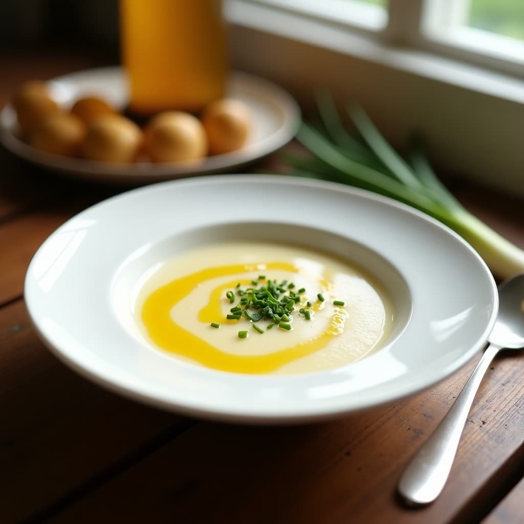 Sopa Fría de Puerro y Patata con Vinagreta de Sidra: Receta Asturiana Vegana
