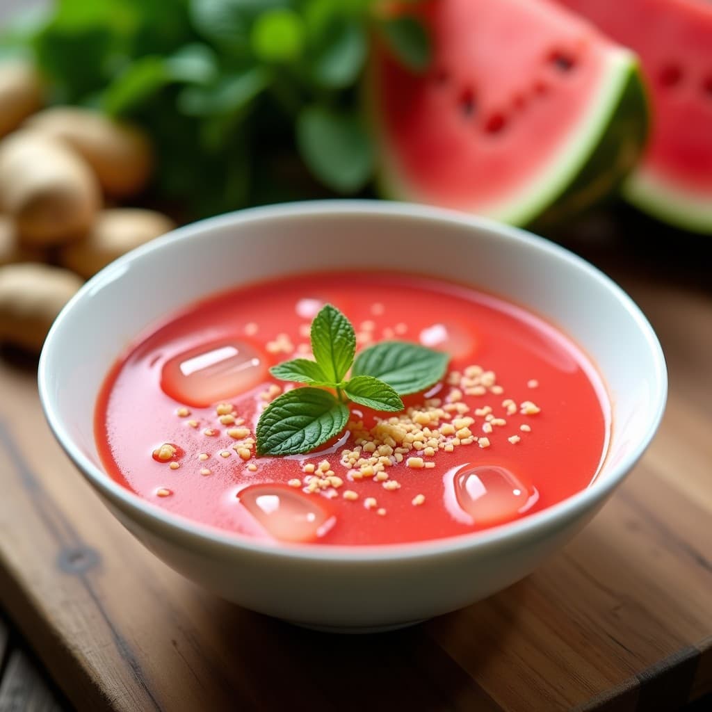 Sopa Fría de Sandía y Jengibre con Menta: Receta Libanesa Refrescante y Nutritiva