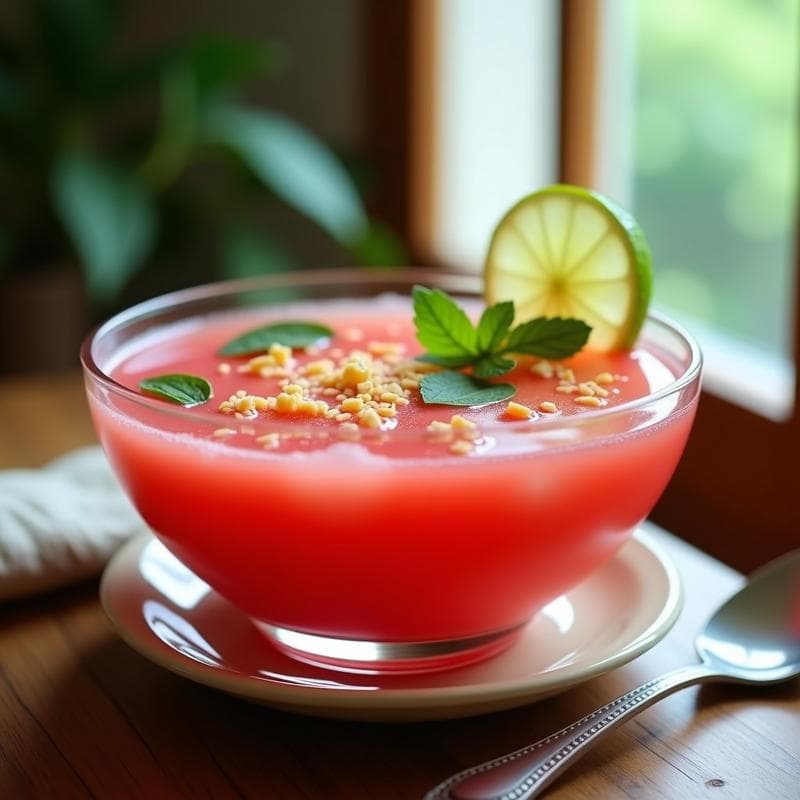 Sopa Fría de Sandía y Mentha con Toque de Jengibre: Receta Refreshing Sin Cocción