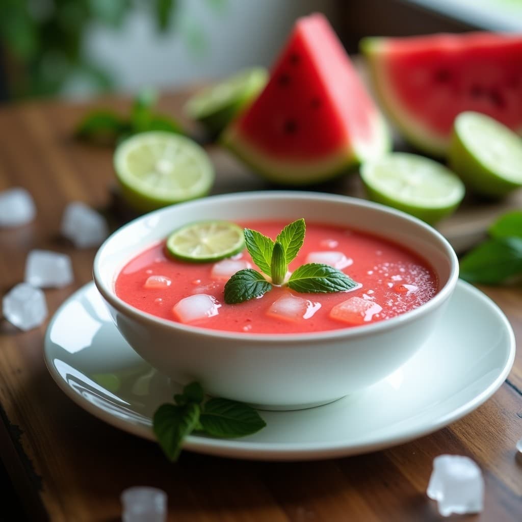 Sopa Fría de Sandía y Pepino con Jengibre y Lima: Receta Depurativa y Refreshante en 10 Minutos