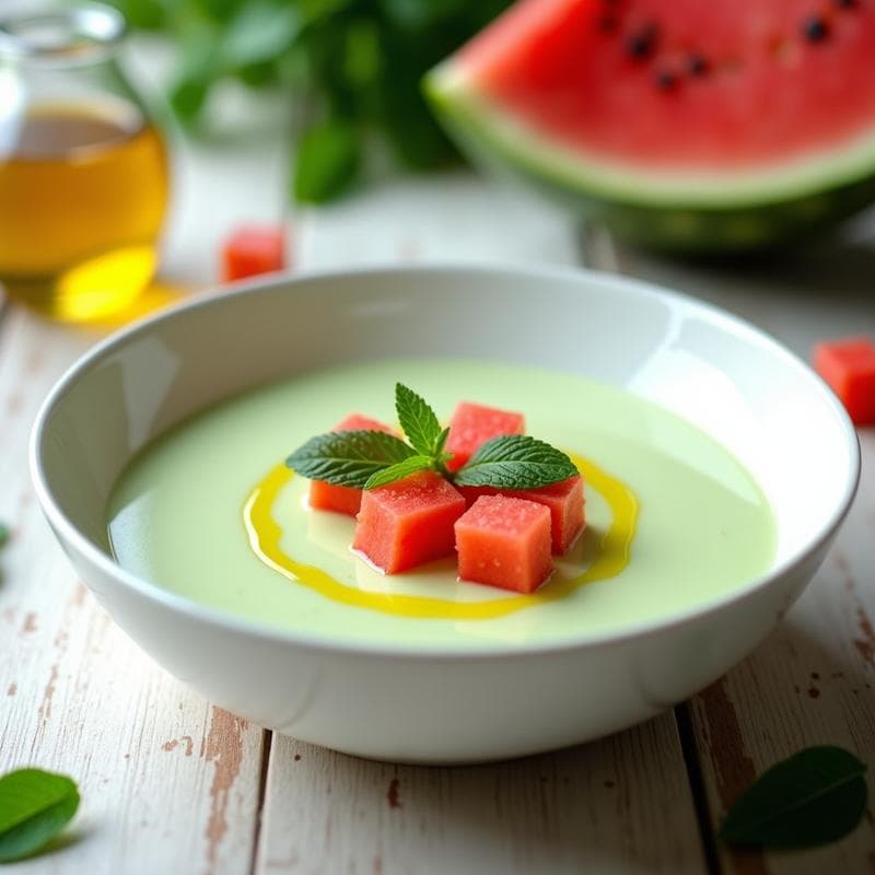 Sopa Fría de Yogur de Soja y Hierbabuena con Trozos de Sandía: Receta Turca Refrescante