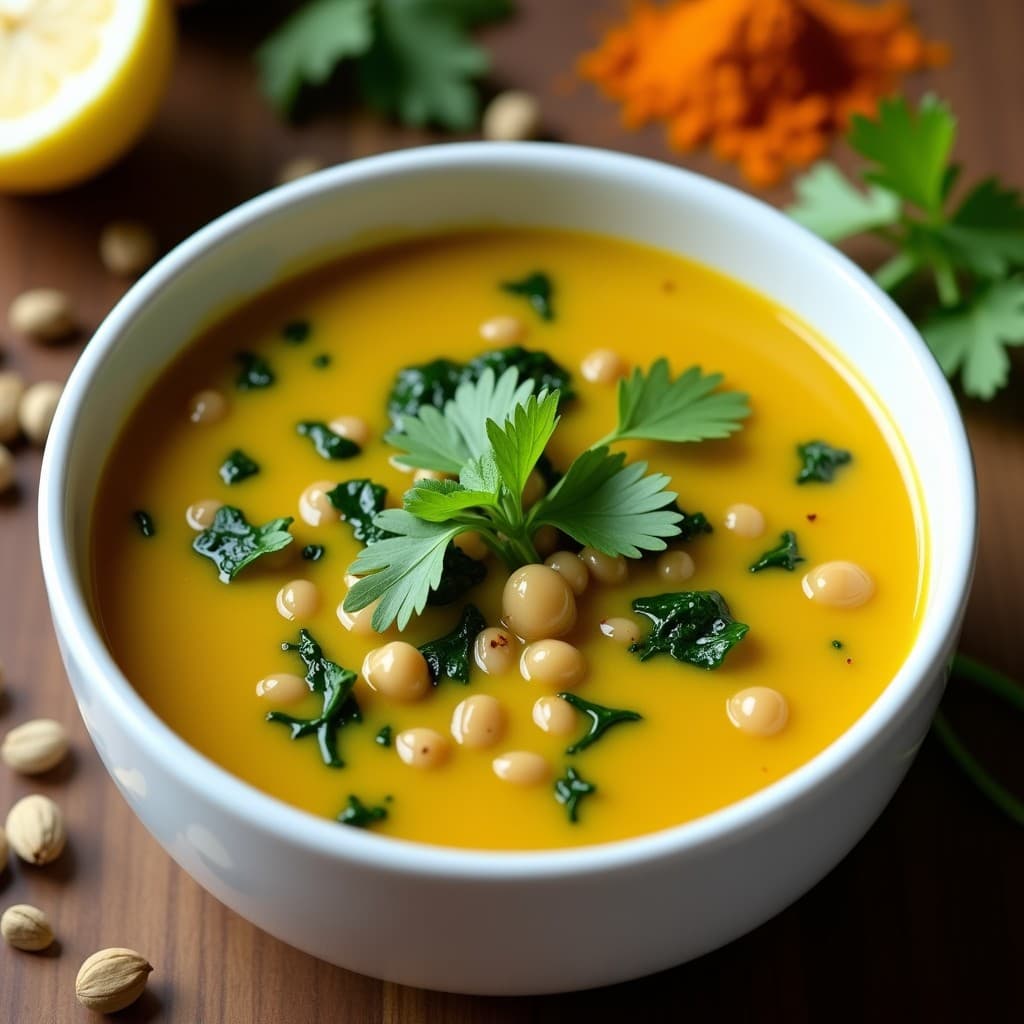 Sopa de Frijol Mungo y Espinacas con Toque de Limón: Receta India Vegana y Detox