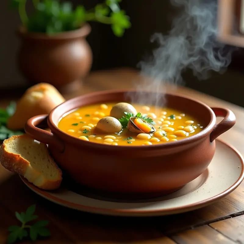 Sopa de Frijoles Blancos y Almejas con Azafrán: Receta Portuguesa Tradicional en Thermomix