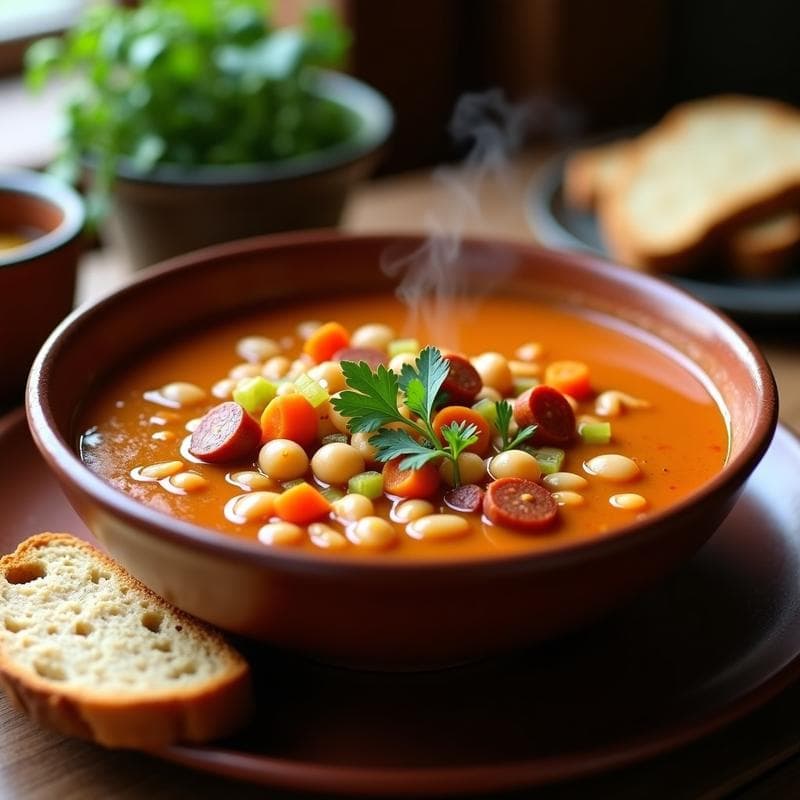 Sopa de Frijoles Blancos y Chorizo Vegano: Receta en Olla Express con Toque Ahumado