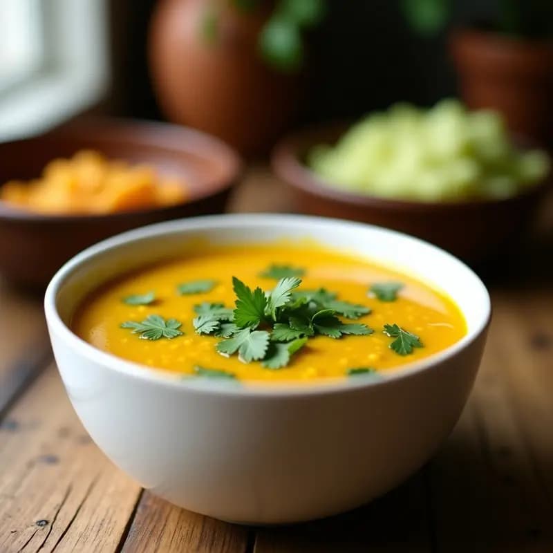 Sopa de Frijoles Mungo y Espinacas con Toque de Cúrcuma: Receta India Keto en 20 Minutos