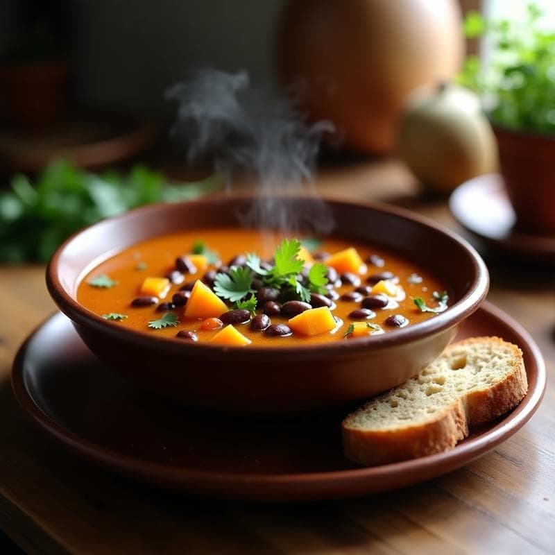 Sopa de Frijoles Negros y Calabaza con Especias Cajún: Receta en Olla Exprés y Alta en Fibra