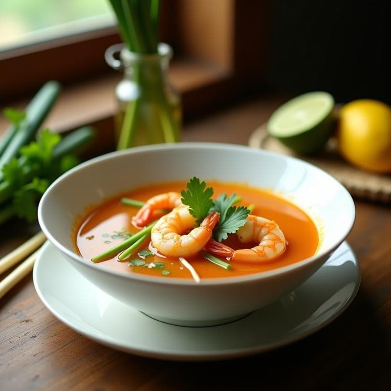 Sopa de Gamboas y Limón Kaffir: Receta Tailandesa en Airfryer con Toque Cítrico