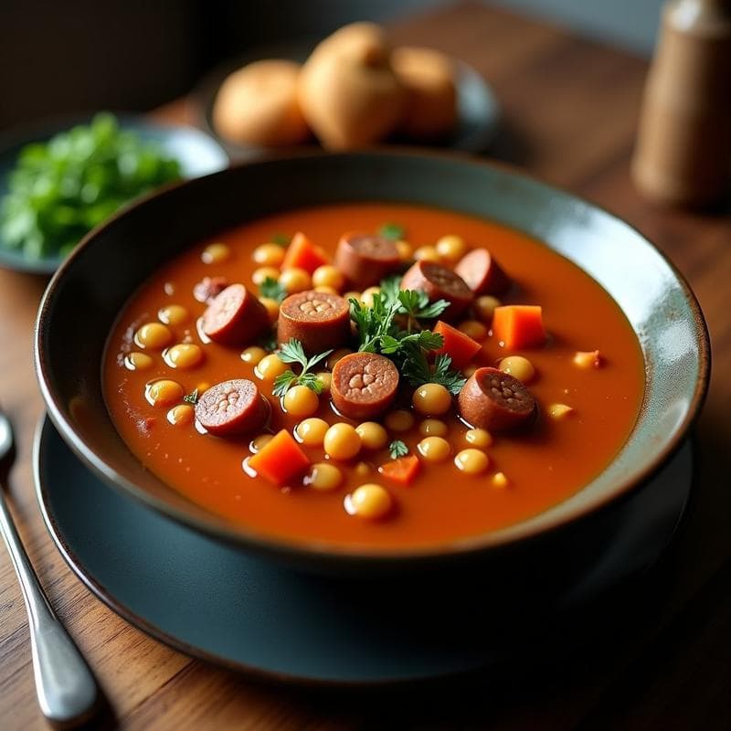 Sopa de Garbanzos Negros y Chorizo Ibérico: Receta Española en Thermomix con Toque Ahumado