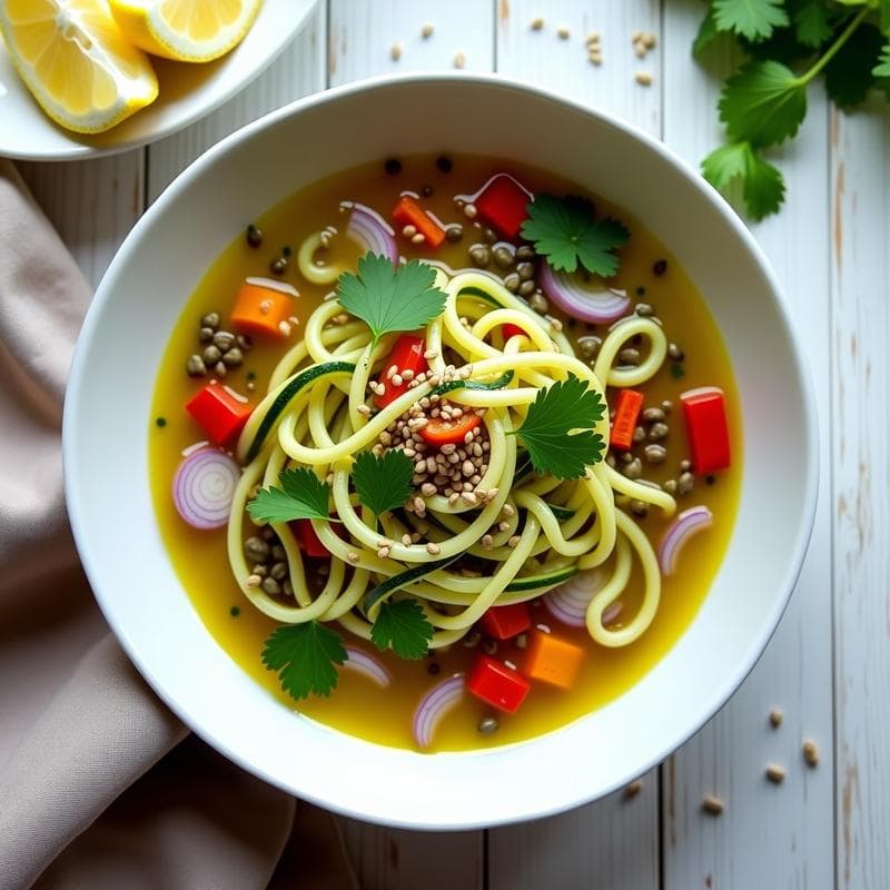 Sopa de Germinados y Linguini de Calabacín: Receta Crudivegana Detox en 10 Minutos