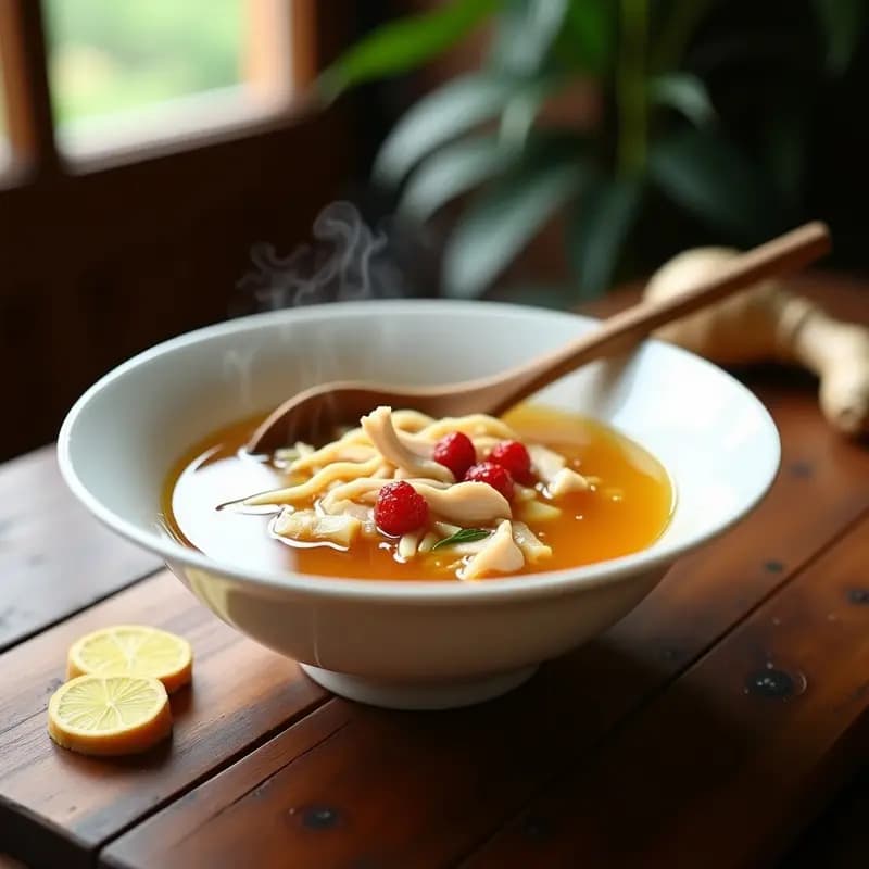 B养生汤 (Sopa de Ginseng y Pollo): Receta China para Fortalecer el Sistema Inmune