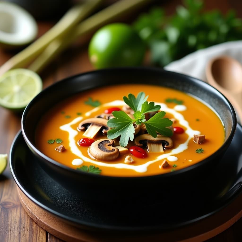 Sopa de Hongos Ostra y Lemongrass: Receta Tailandesa en Olla Exprés con Cúrcuma