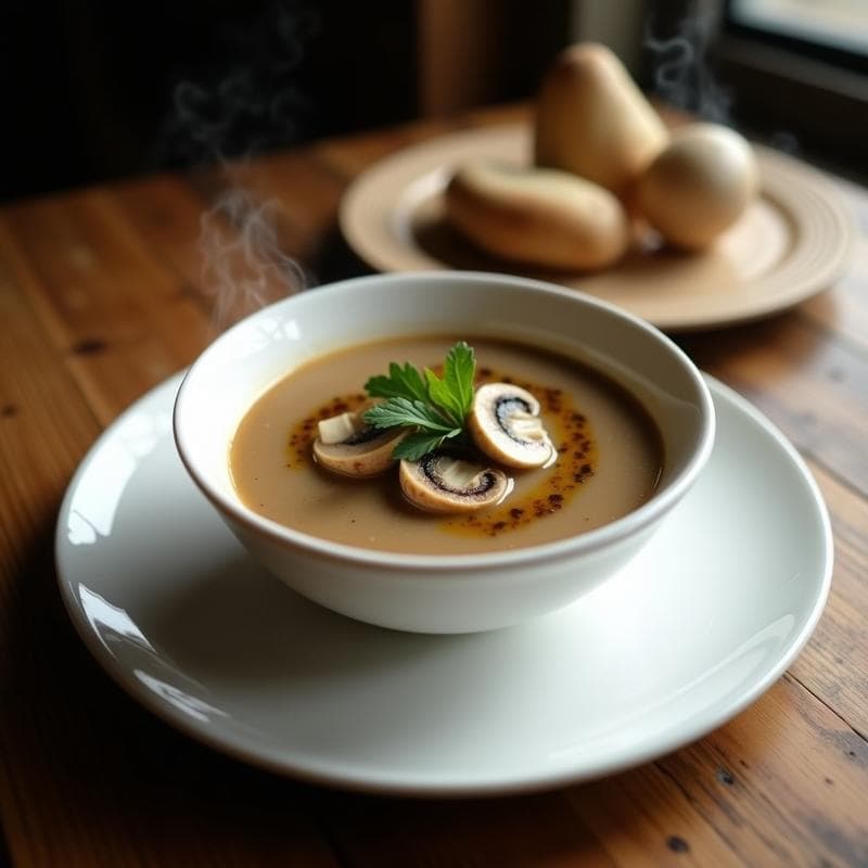 Sopa de Hongos Portobello y Trufa: Receta en Ollas Superpuestas con Textura Sedosa