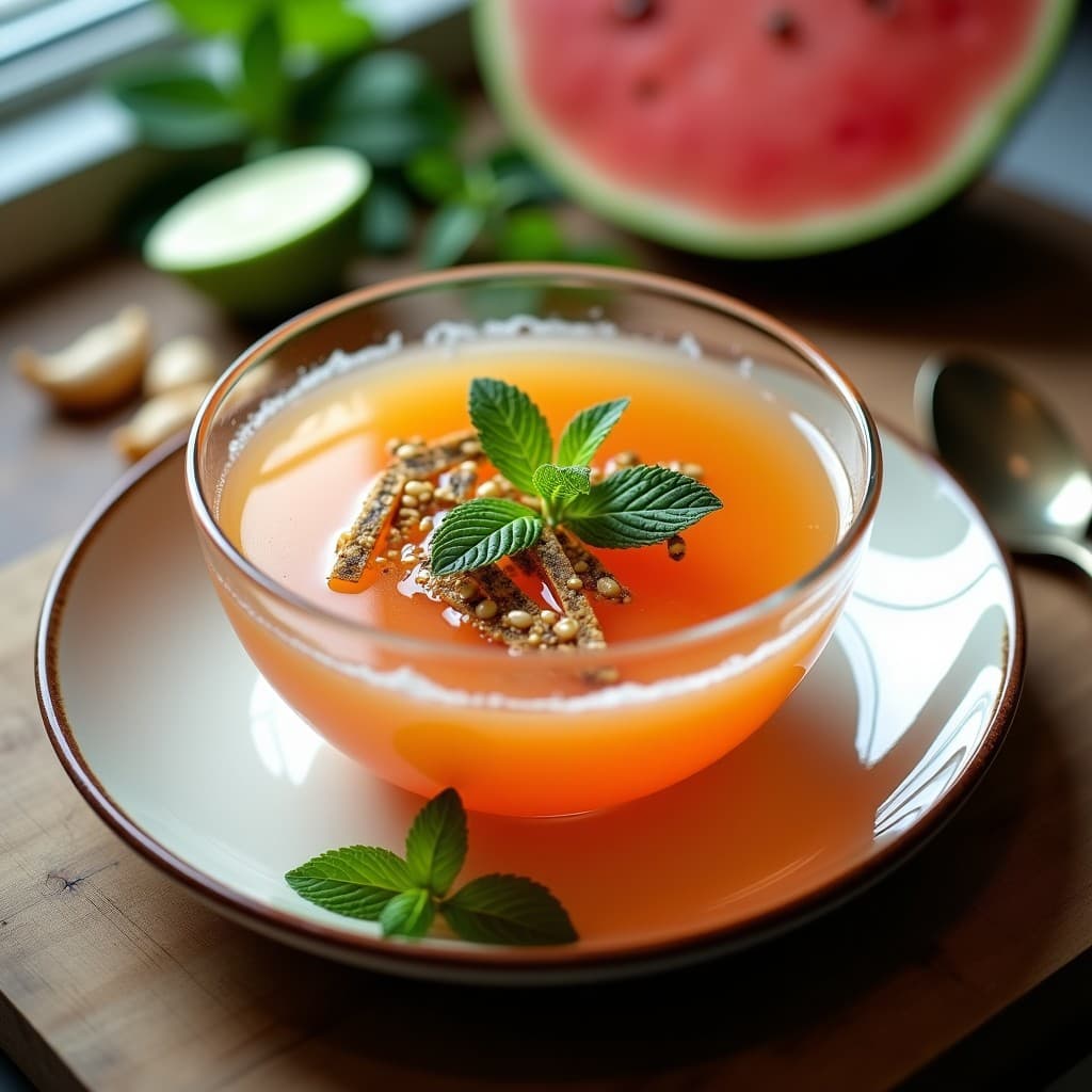 Sopa de Huesos de Sandía y Jengibre con Toque de Lima: Receta Detox y Sin Calorías