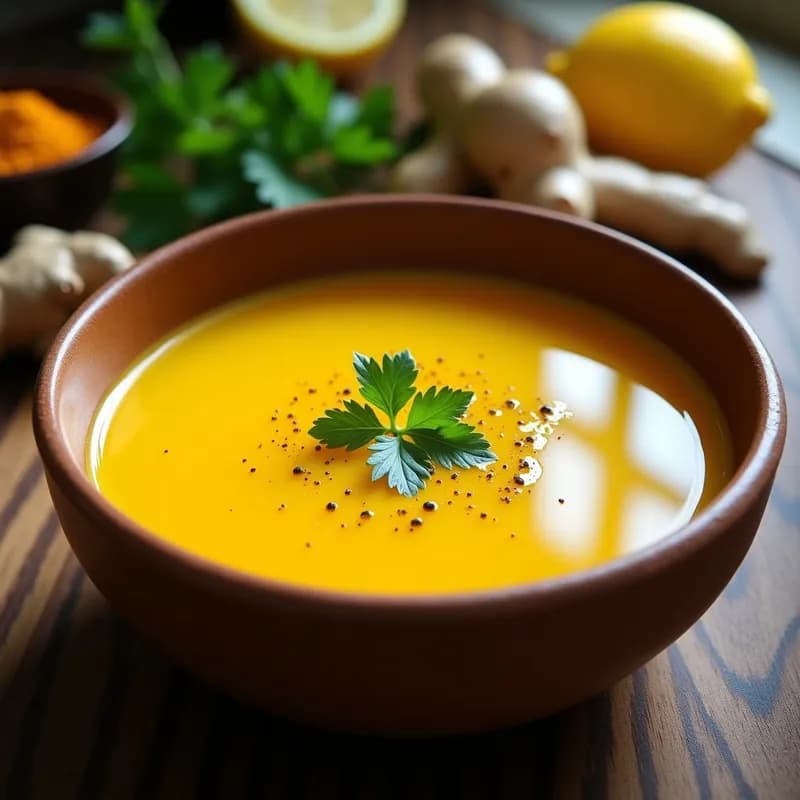 Sopa de Jengibre, Limón y Cúrcuma: Receta Desintoxicante en 15 Minutos