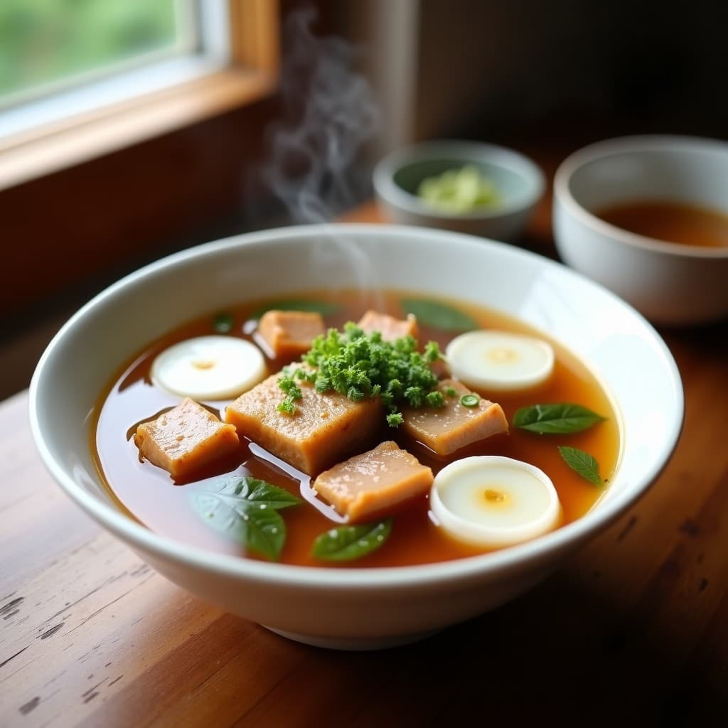 Sopa de Kakuni con Rabanitos y Hojas de Shiso: Receta Japonesa en Olla Lenta