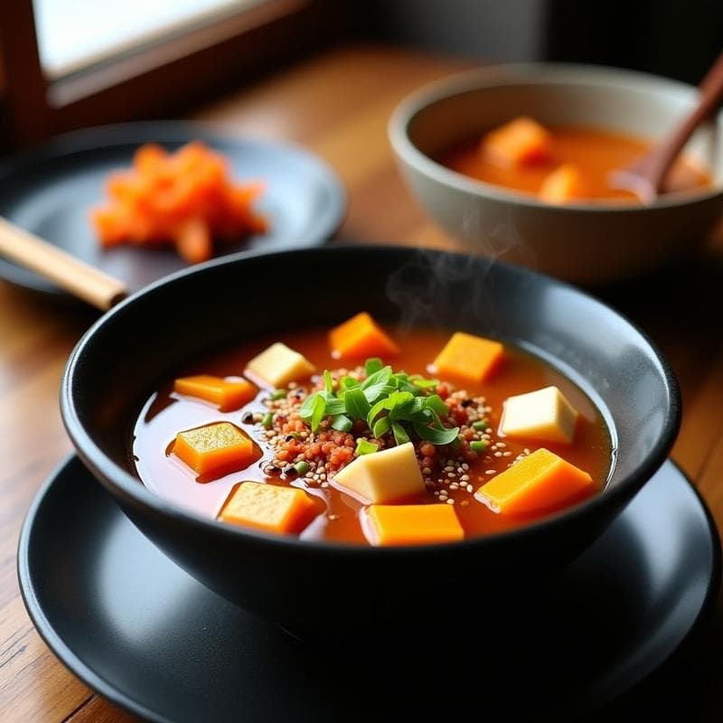 Sopa de Kimchi y Calabaza Kabocha: Receta Coreana Probiótica y Reconfortante
