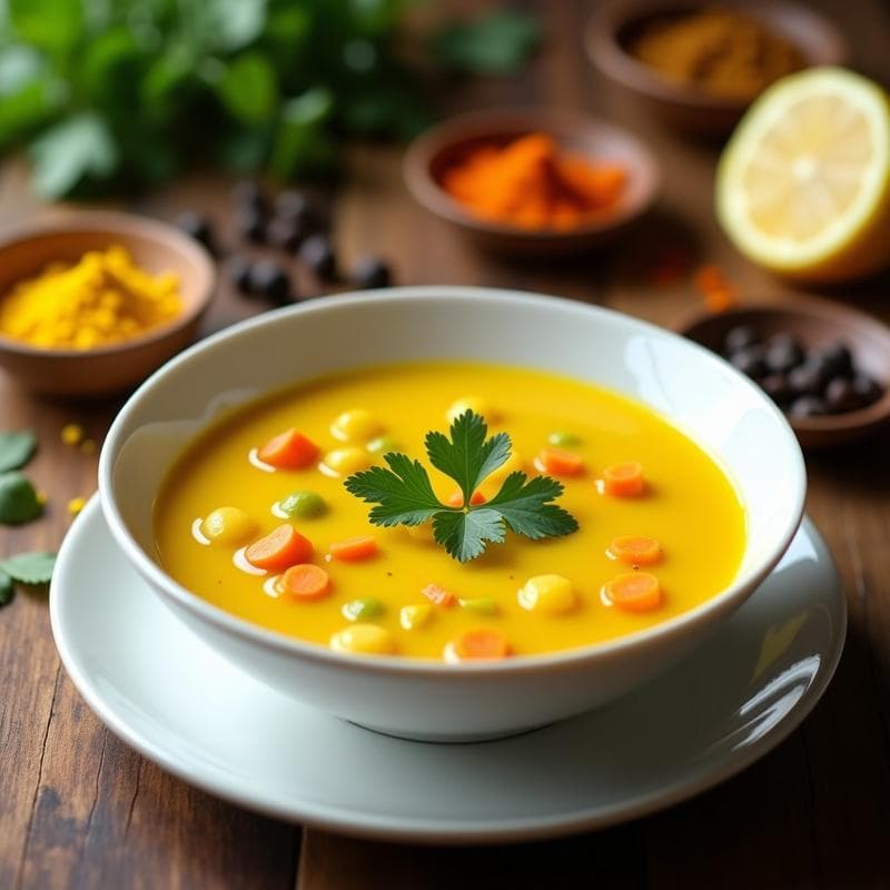 Sopa de Lentejas Amarillas y Cúrcuma con Toque de Limón: Receta Ayurvédica Digestiva