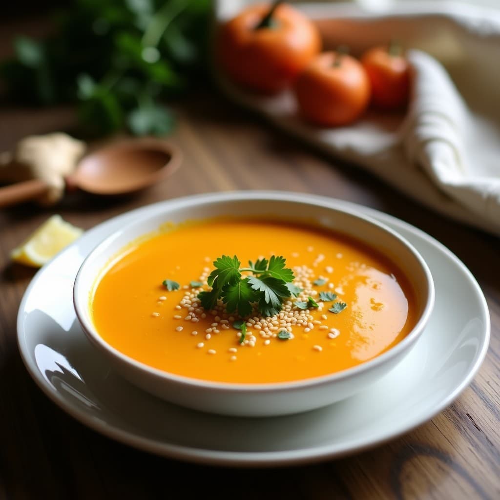 Sopa de Lentejas Rojos y Calabaza Butternut con Jengibre: Receta Vegana en Olla Rápida