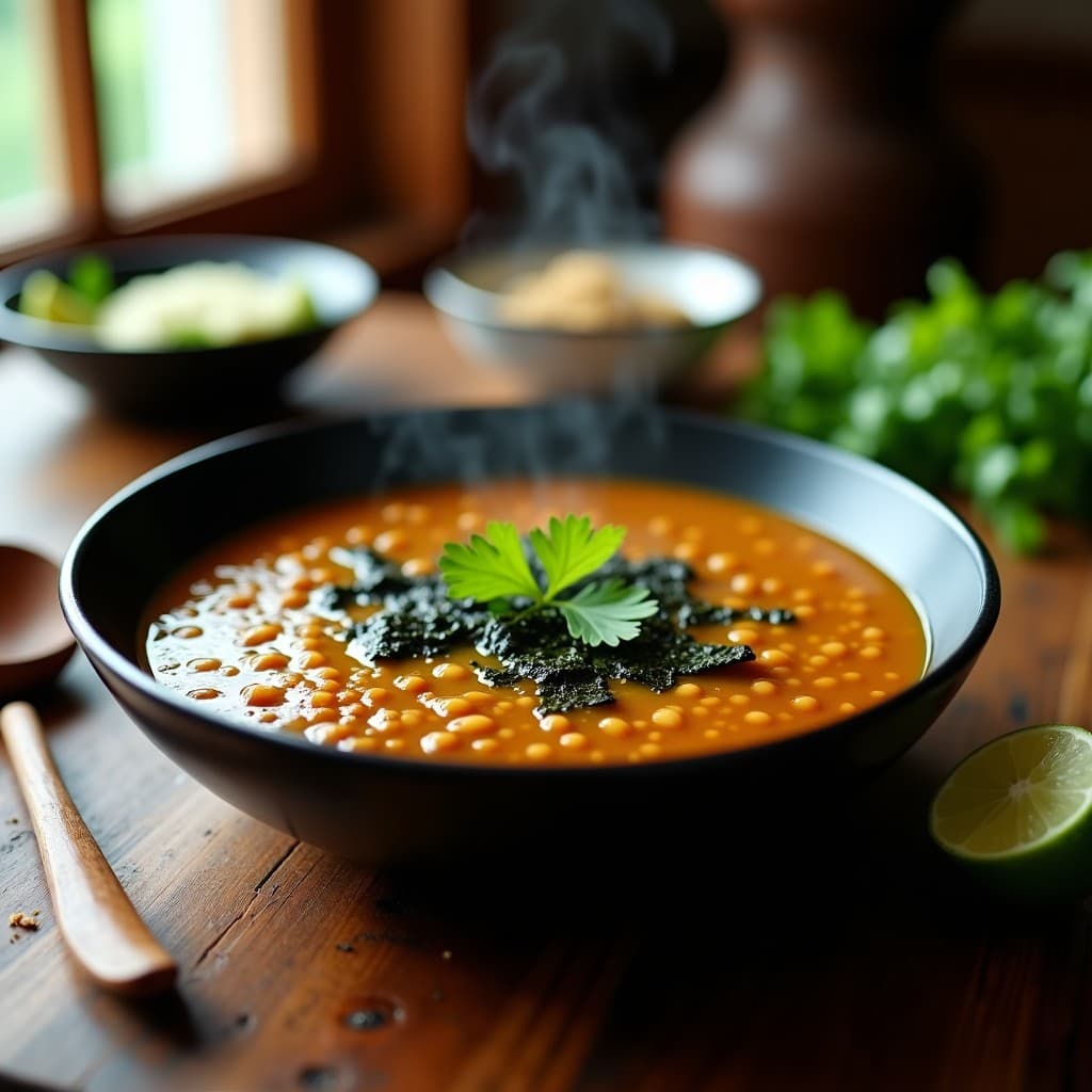 Sopa de Lentejas de Corral y Algas Nori: Receta Peruana Alta en Hierro en Thermomix