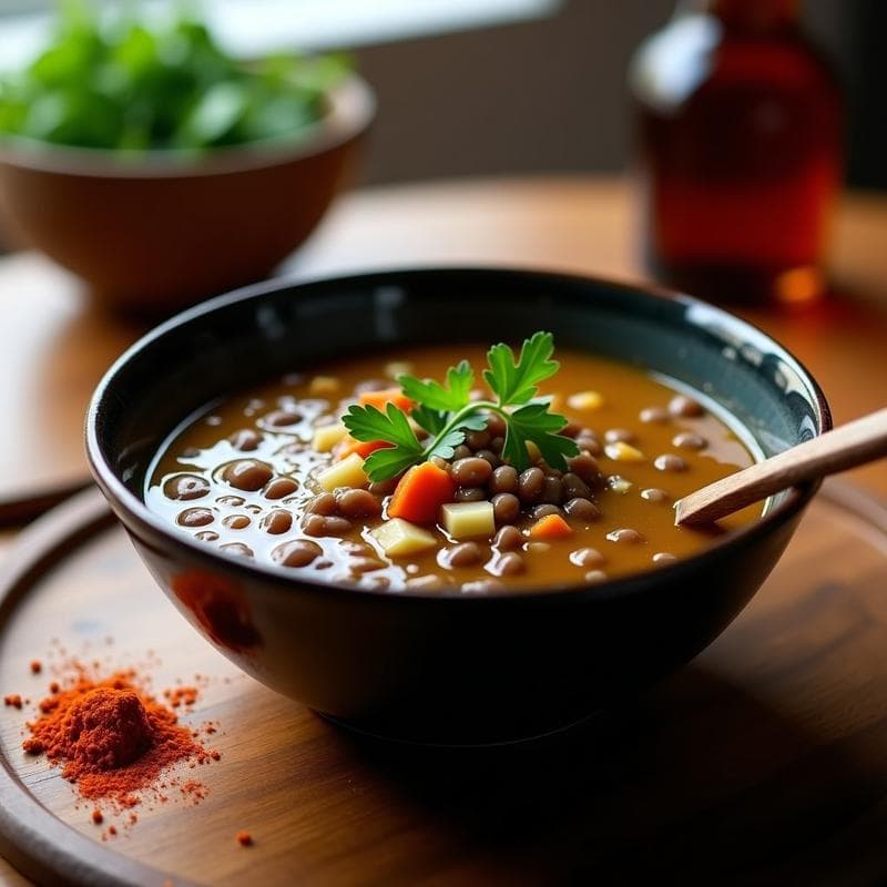 Sopa de Lentejas Negras y Puerro: Receta Española en Thermomix con Toque de Pimentón
