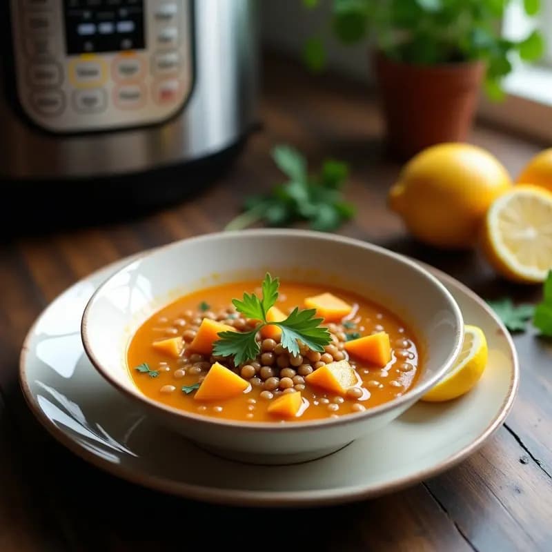 Sopa de Lentejas Rojas y Calabaza Butternut: Receta Persa en Olla Express