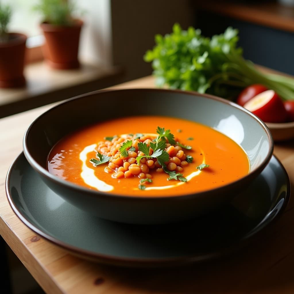 Sopa de Lentejas Rojas y Coco con Jengibre: Receta en Olla Exprés y Sin Lácteos