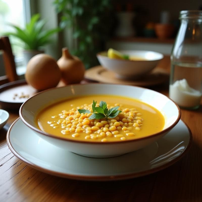 Sopa de Lentejas Rojos con Leche de Coco y Lima Kaffir: Receta Tailandesa en Olla Exprés