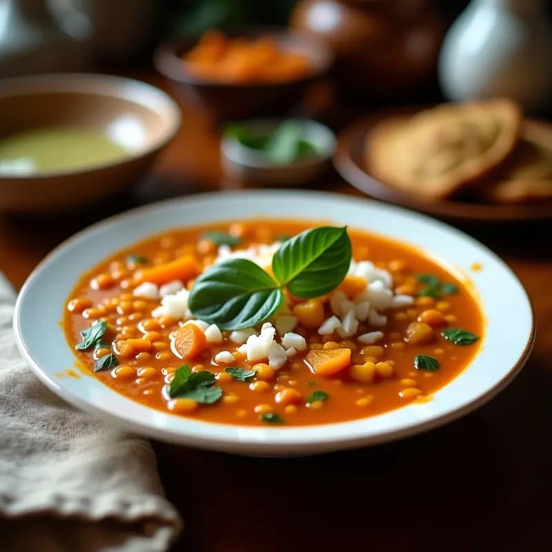 Sopa de Lentejas Rojas con Cocos y Espinacas al Estilo Sri Lanka: Receta Vegana Umami