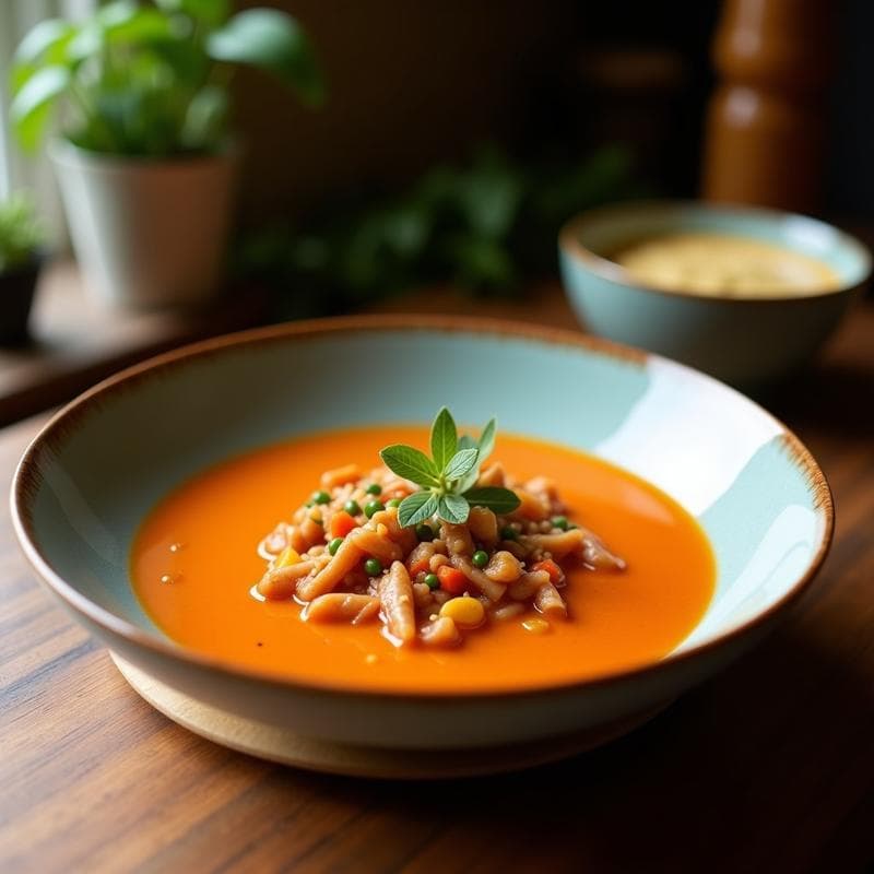 Sopa de Lentejas Rojas y Espinacas con Tocino de Tempeh: Receta en Olla Rápida Alta en Hierro