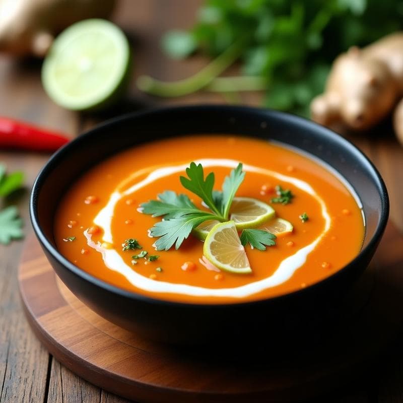 Sopa de Lentejas Rojas y Jengibre con Toque de Lima: Receta Tailandesa Depurativa
