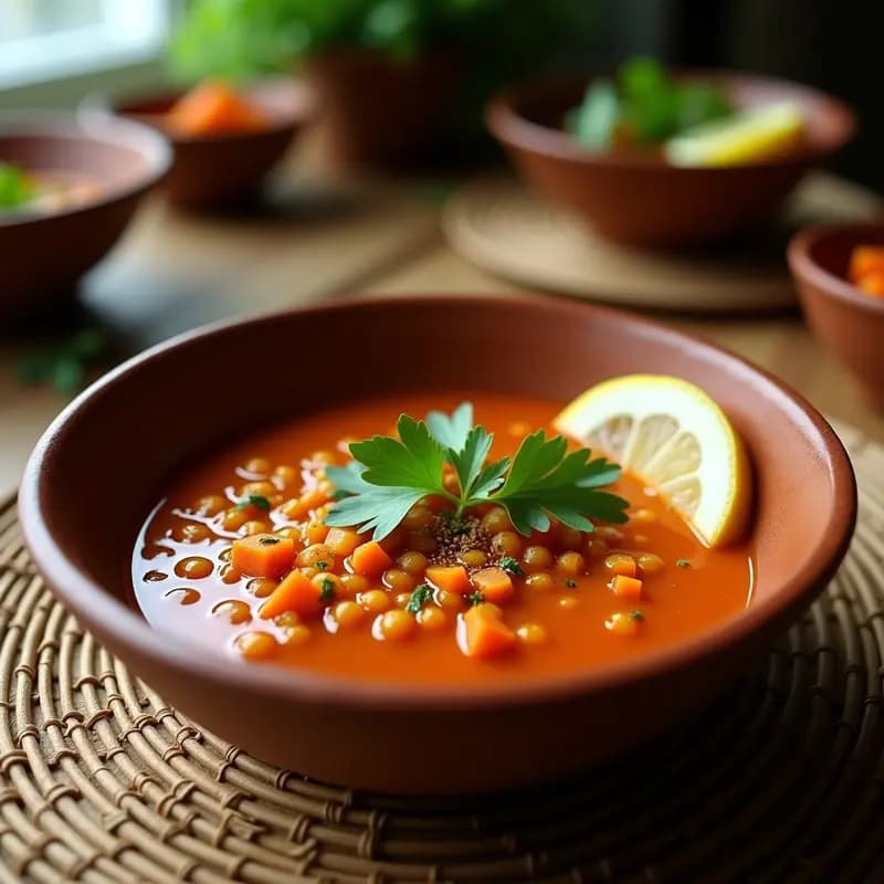 Sopa de Lentejas Rojos y Jengibre: Receta Persa Vegana con Toque de Limón y Cilantro