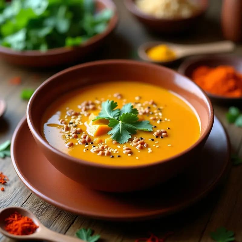 Sopa de Lentejas Rojos y Calabaza: Receta Persa en Olla Exprés con Especias