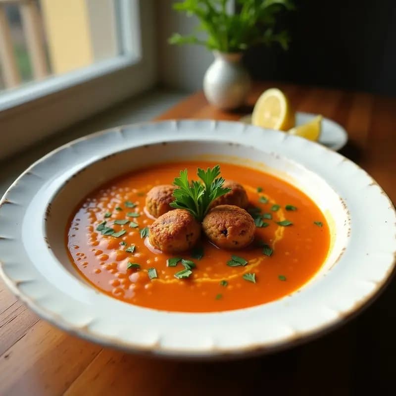 Sopa de Lentejas Rojos y Köfte de Berenjena: Receta Turca Vegana en 30 Minutos