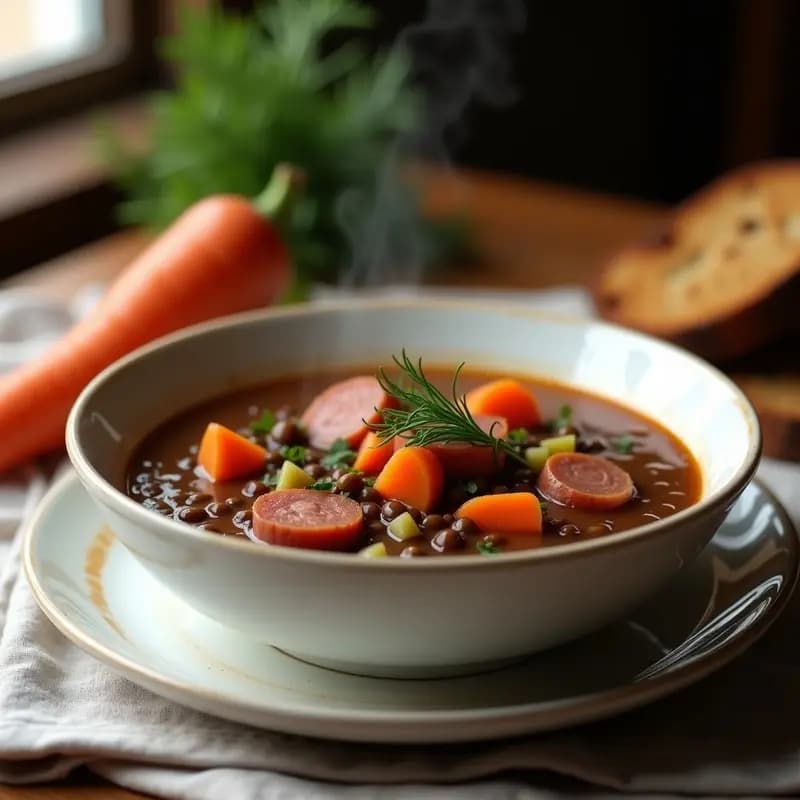 Sopa Lenten con Salchichas Ahumadas y Eneldo: Receta Rusa en Olla Lenta Reconfortante