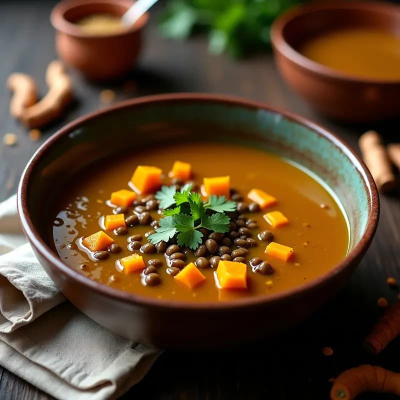 Sopa de Lentillas y Calabaza con Toque de Cúrcuma: Receta Peruana en Olla Lenta