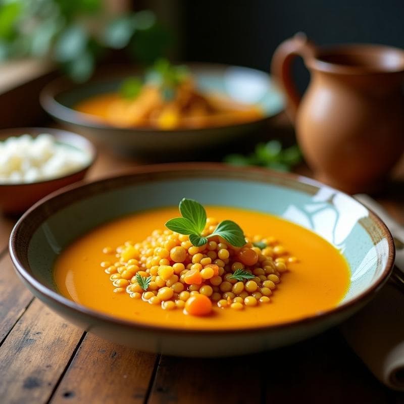 Sopa de Lentillas de Coral con Leche de Coco y Cúrcuma: Receta India Vegana en 20 Minutos