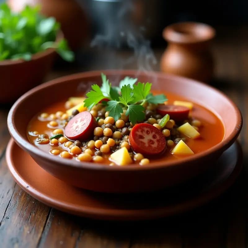 Sopa Lentuja con Chorizo y Garbanzos: Receta Colombiana en Olla a Presión