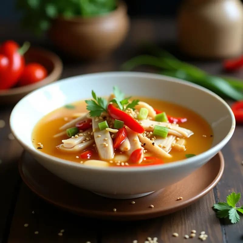 Sopa de Lichi y Jengibre con Tiras de Pollo: Receta China Dulce-Salada y Reconfortante