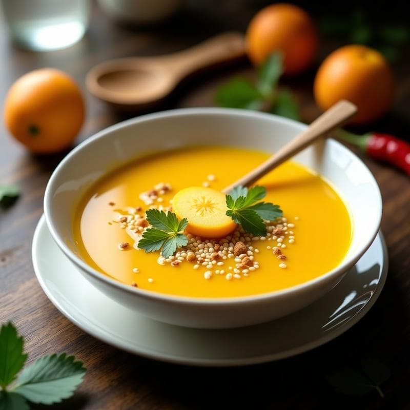 Sopa de Litchi y Jengibre con Cúrcuma: Receta Tailandesa Detox en Olla Exprés