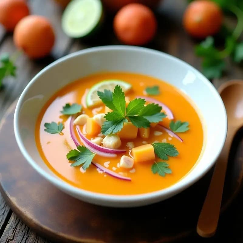Sopa de Litchis y Jengibre con Toque de Lima Kaffir: Receta Tailandesa Refrescante