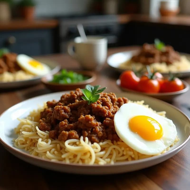 Sopa Loco Moco con Hamburguesa, Huevo y Gravy: Receta Hawaiiana Reconfortante y Abundante