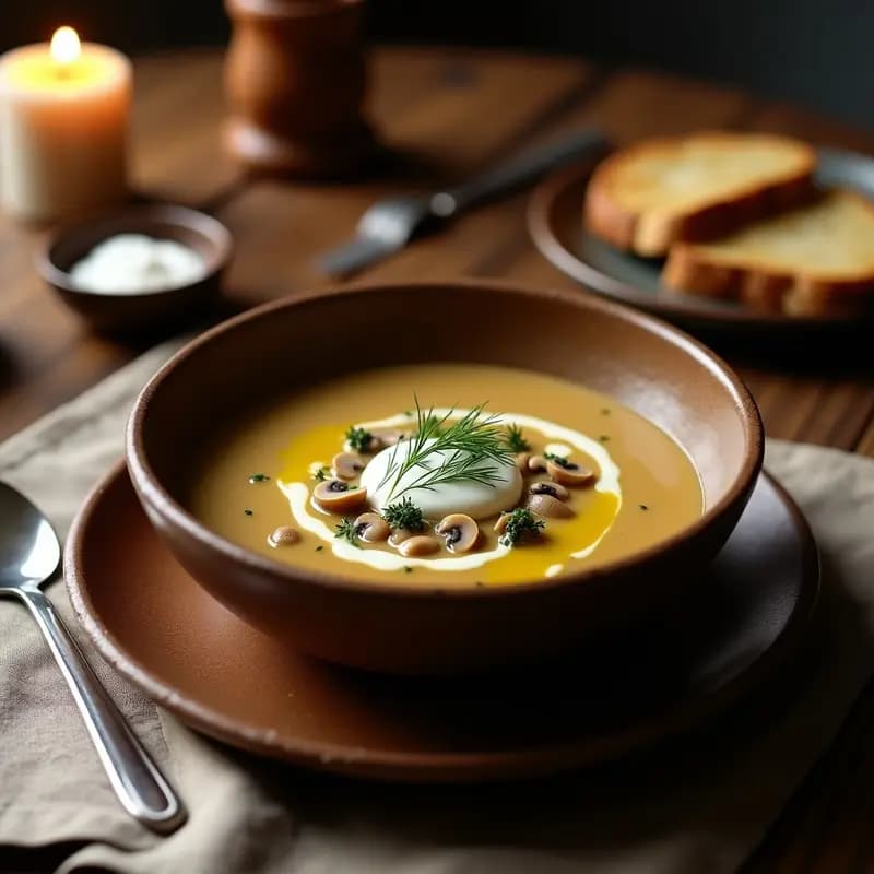 Sopa Luksusowa de Hongos Silvestres y Nata: Receta Polaca Reconfortante y Crema