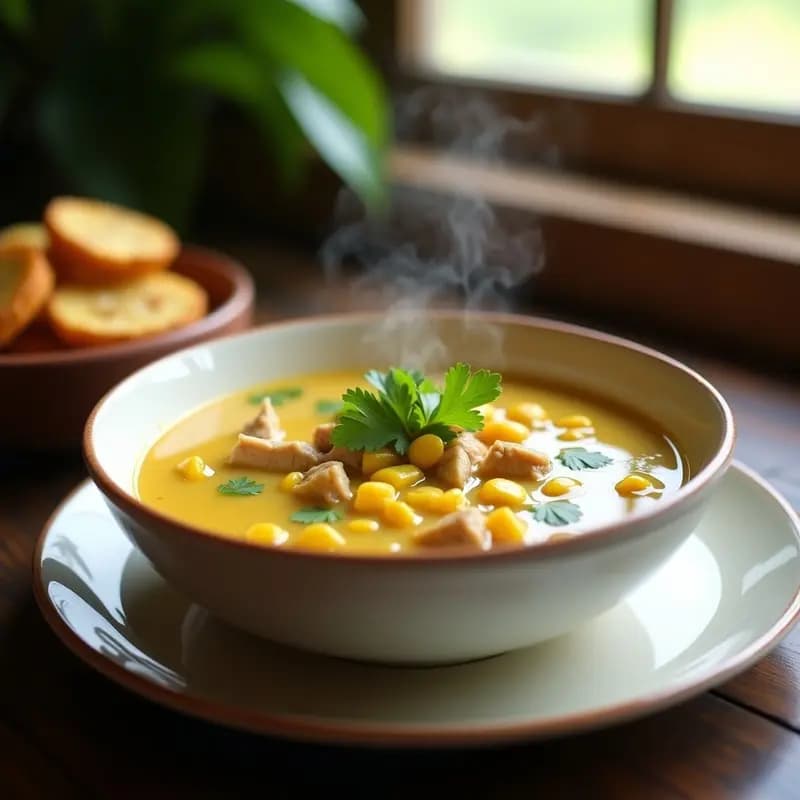 Sopa de Maíz y Cocotero con Pollo: Receta Dominicana Reconfortante y Sin Lactosa